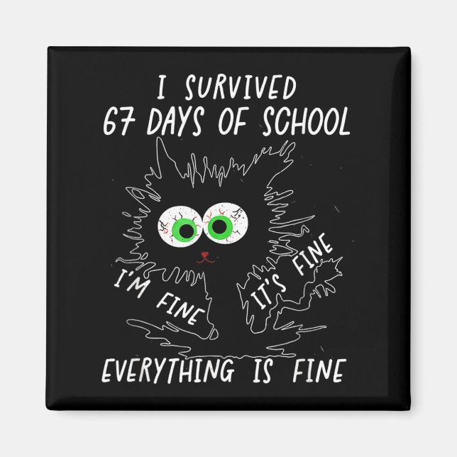Imán I Survived 67 Days Of School Funny Six Seven  (Frente)