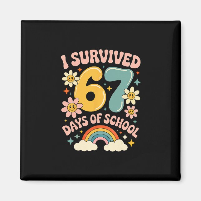 Imán I Survived 67 Days Of School Gen Alpha Slang Retro (Frente)