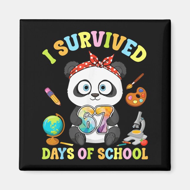 Imán I Survived Six Seven Days Of School Cute Panda Stu (Frente)