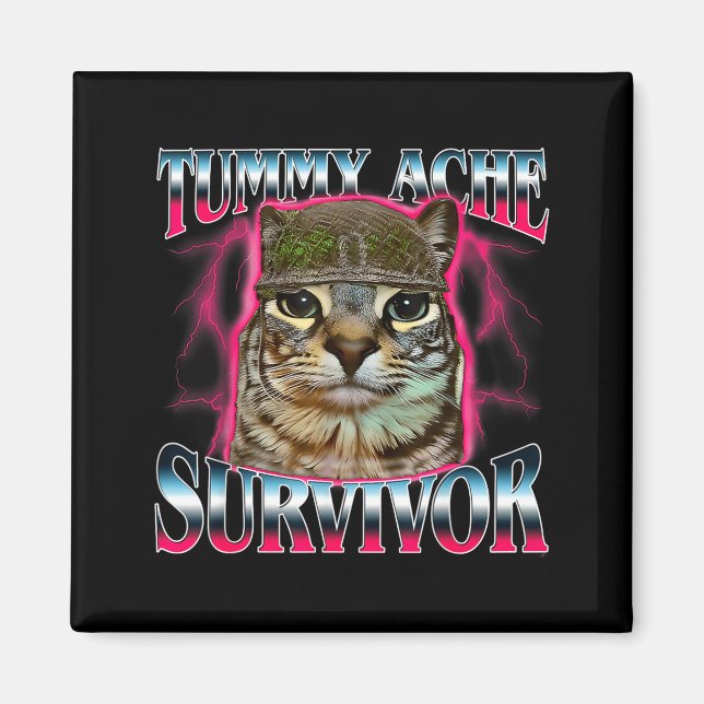 Imán I Survived Today's Funny Tummy Ache Survivor Cat M (Frente)