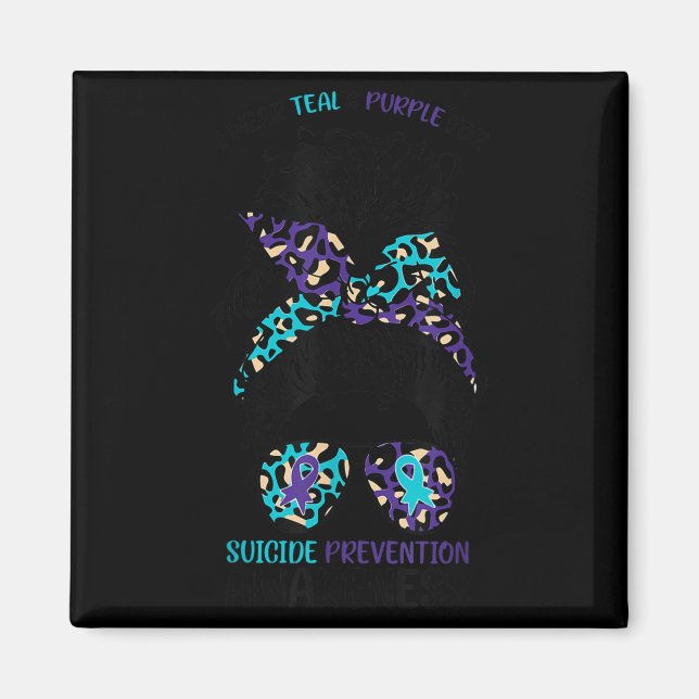 Imán I Wear Teal &amp; Purple For Suicide Prevention Aw (Frente)