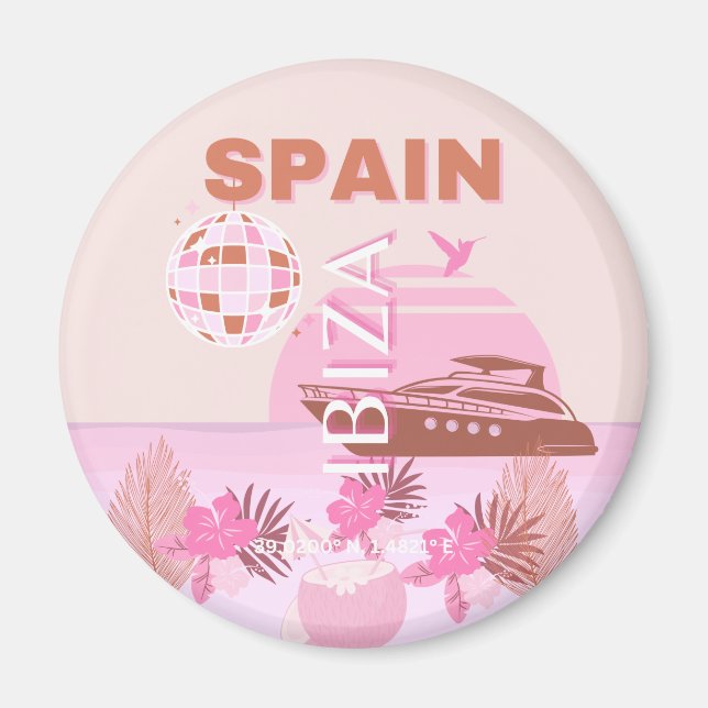 Imán Ibiza, España, Viajes, Arte Preppy, Pastel (Frente)