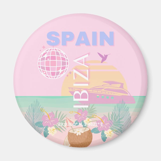 Imán Ibiza, España, Viajes, Arte Preppy, Rosa (Frente)