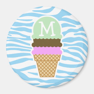 Imán Ice Cream Baby Blue Zebra Animal Print