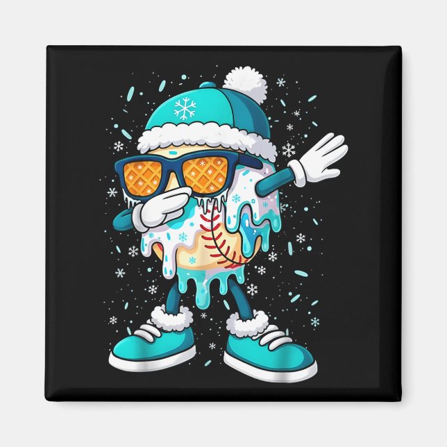 Imán Ice Cream Baseball Drip Home Plate Bats Cool For B (Frente)