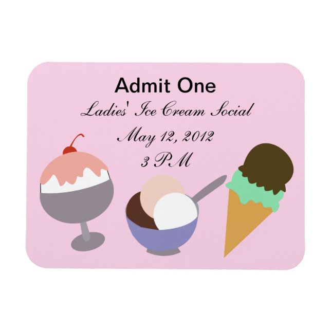 Imán Ice Cream Social Ticket (Horizontal)