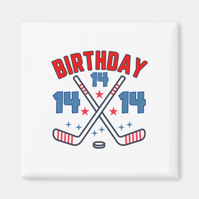Imán Ice Hockey Fourteen Birthday Boy 14th Party Boys A (Frente)