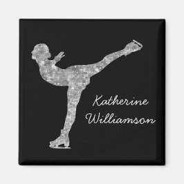 Imán Ice Skymer plateado de patinaje artístico sobre hi