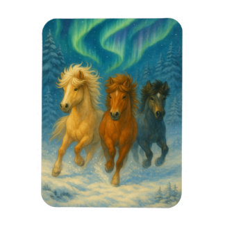 Imán Icelandic Horses Northern Lights Magnet