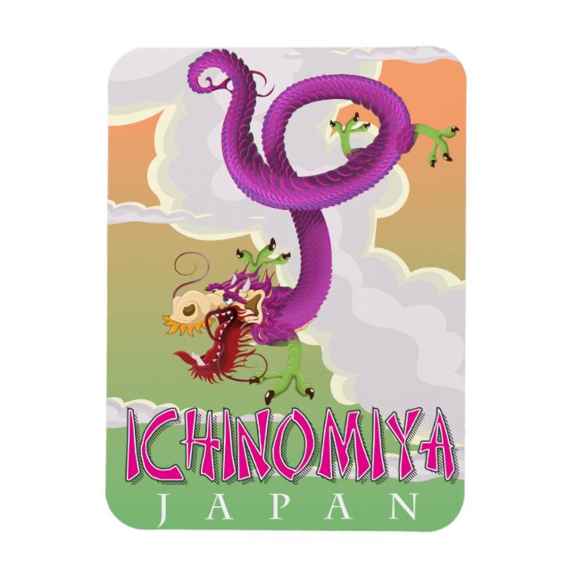 Imán Ichinomiya poster de feriados vintage de Japón. (Vertical)