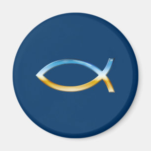 Imán Ichthus - Símbolo cristiano de pescado cielo y tie