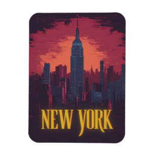 Imán Icónico paisaje urbano de Nueva York - Línea aérea