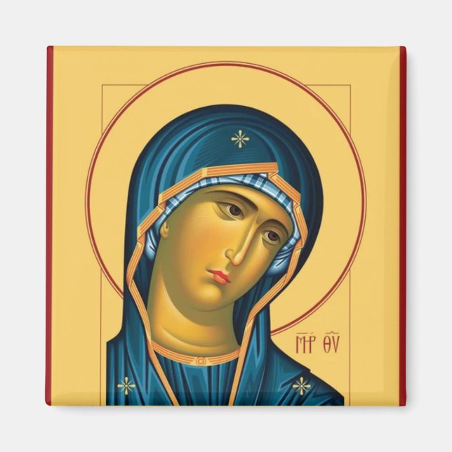 Imán Icono cristiano ortodoxo de Theotokos (Frente)