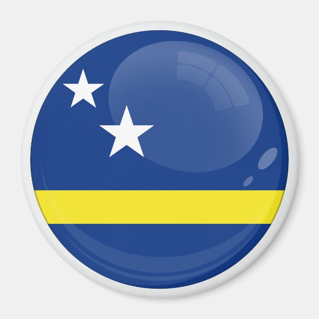 Imán Icono de bandera redonda de Curaçao (Frente)