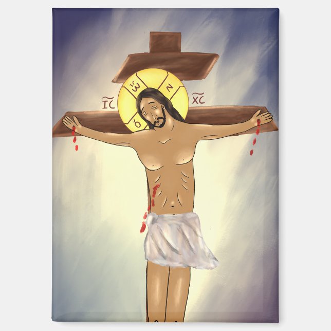 Imán Icono de Cristo en la Cruz (Anverso)