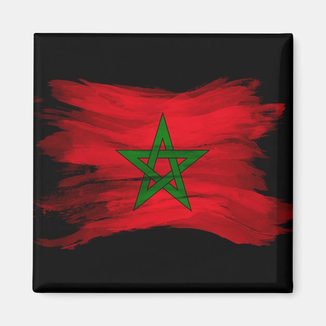 Imán Icono de pincel de bandera de Marruecos, bandera n (Frente)