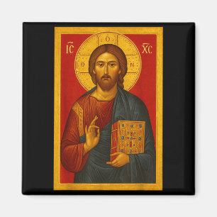 Imán Icono ortodoxo de Jesucristo Pantocrátor