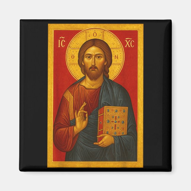 Imán Icono ortodoxo de Jesucristo Pantocrátor (Frente)