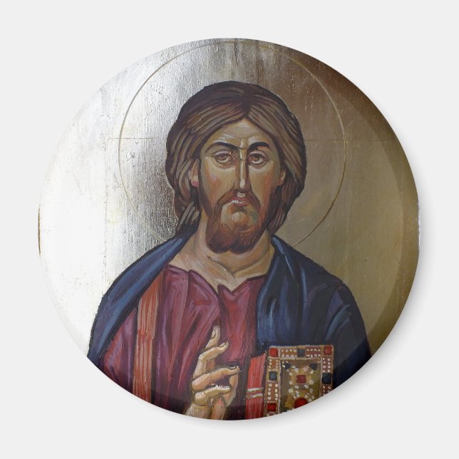 Imán Icono ortodoxo griego del pantocrador de Cristo (Frente)