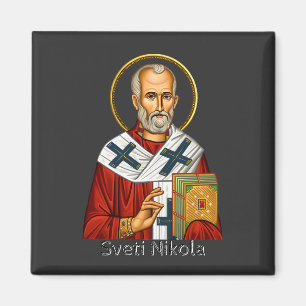 Imán icono ortodoxo serbio de carta de San Nicolás