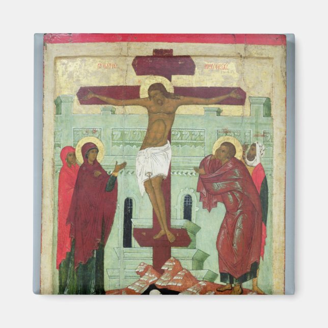 Imán Icono que representa la crucifixión con la Virgen (Frente)