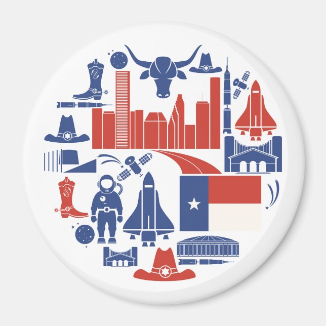 Imán Iconos de Houston Texas (Frente)