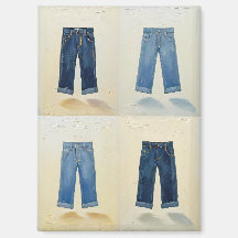 Iconos de Índigo Pintados Arte de Mezclilla Denimh