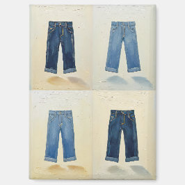 Imán Iconos de Índigo Pintados Arte de Mezclilla Denimh