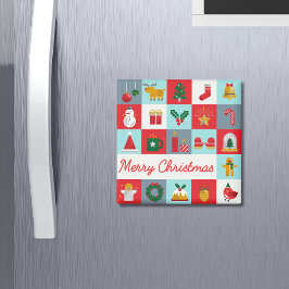 Imán Iconos de Navidades de invierno alegres y retro