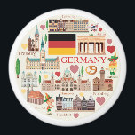 Imán Iconos de viaje de Alemania<br><div class="desc">Este diseño presenta un collage de iconos de Alemania.</div>