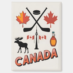 Imán Iconos nacionales de Canadá de viaje vintage en es