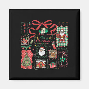 Imán Iconos Navideños Vintage Mujer Feliz Navidad Coq