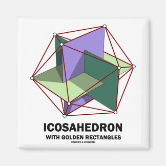 Imán Icosaedro Con Rectángulos Dorados (Geometría)