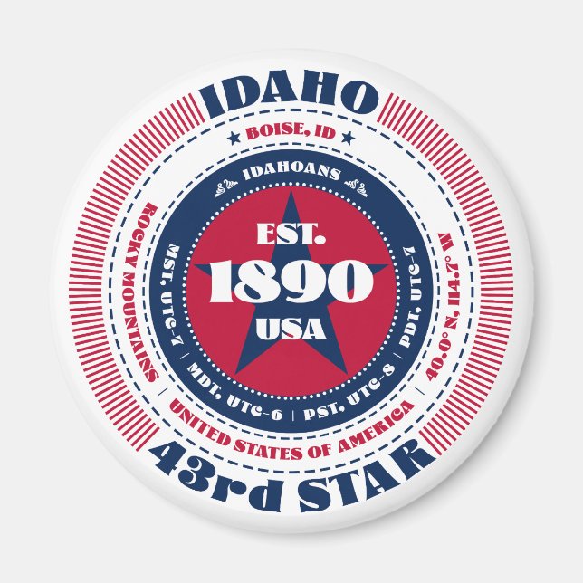 Imán Idaho Circle Typography Souvenir Magnet (Frente)