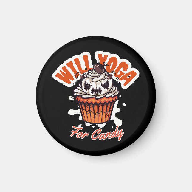 Imán idea de pastelito de Halloween para Yoga de Mamás (Frente)