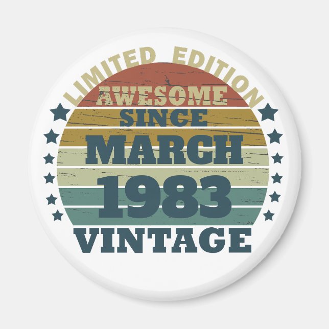 Imán Idea de regalo de cumpleaños vintage personalizada (Frente)