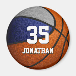 Imán ideas de regalo del equipo de baloncesto gris azul