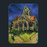 Imán Iglesia de Auvers por Vincent van Gogh<br><div class="desc">Iglesia en Auvers por Vincent van Gogh es una pintura arquitectónica vintage de arte fino post impresionismo. Vista exterior de una iglesia con vidrieras y una figura que camina hacia la Capilla a lo largo de un camino de adoquines. Sobre el artista: Vincent Willem van Gogh (1853-1890) fue uno de...</div>