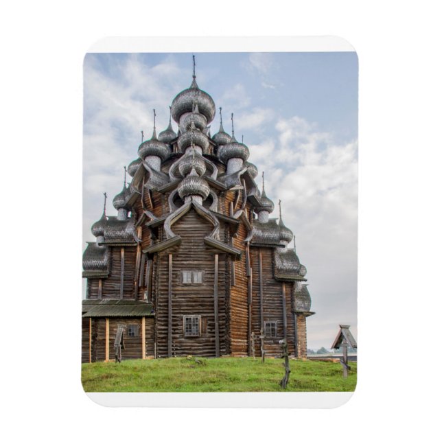Imán Iglesia de madera ornamentada, Rusia (Vertical)