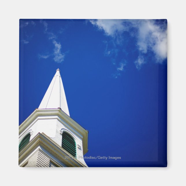 Imán Iglesia de Nueva Inglaterra con cielo azul real (Frente)