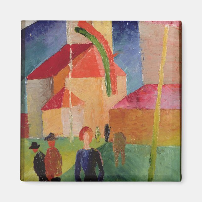 Imán Iglesia decorada con banderas (Frente)