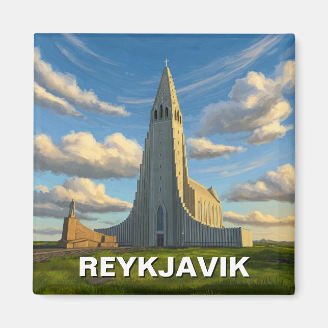 Imán Iglesia Reykyavik de Islandia Viaje de Hallgrimur (Frente)