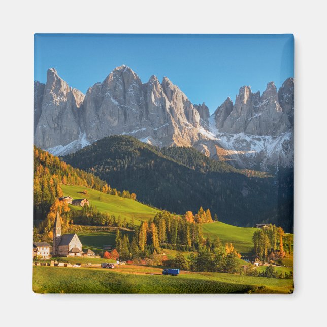 Imán Iglesia y pueblo con paisaje montañoso (Frente)