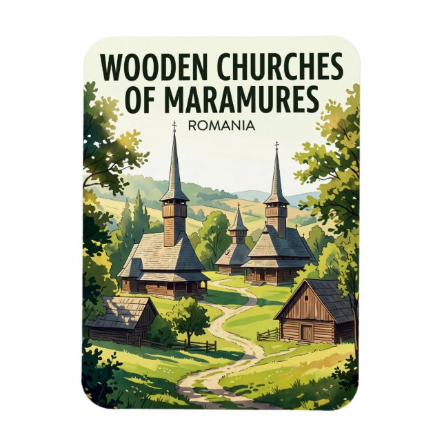 Imán Iglesias de madera de Maramures Rumania (Vertical)