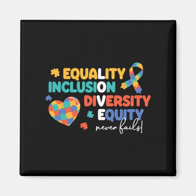 Imán Igualdad Inclusión Diversidad Rompecabezas Autismo (Frente)