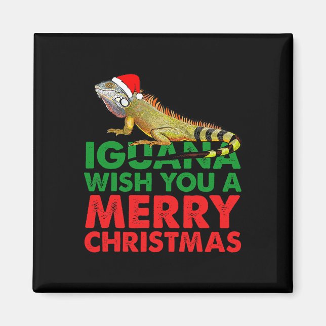 Imán Iguana te desea una feliz Navidad Iguana divertido (Frente)