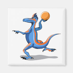 Imán Iguanodon Personalizado jugando básquetbol.