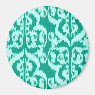 Imán Ikat Moorish Damask - pavo real y agua