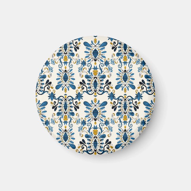 Imán Ikat tie-dye, acuarela tribal (Frente)