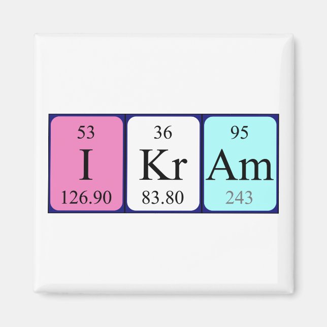 Imán Ikram periodic table name magnet (Frente)